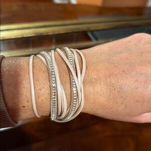 Elegant Pink and Silver Wrap Bracelet